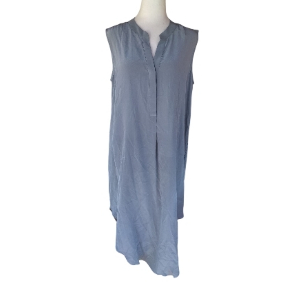 Acrobat Icy Blue Gray Silk Sleeveless Shirt Maxi Dress Size Large